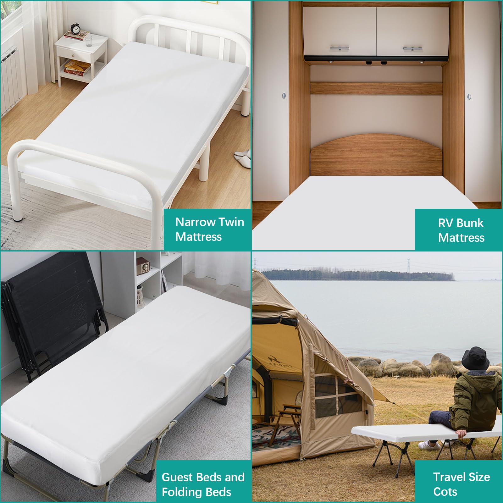 Slsy Portable Foldng Campng Cot Bed wth 2 Sded Mattress & Pllow