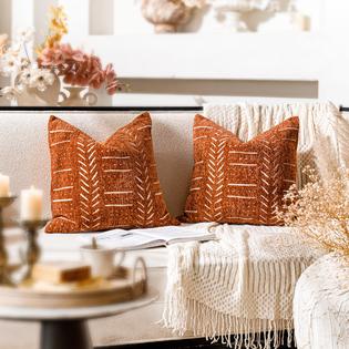 BlissBlush Brick Red Decorative Throw Pillow Covers 18X18 Set of