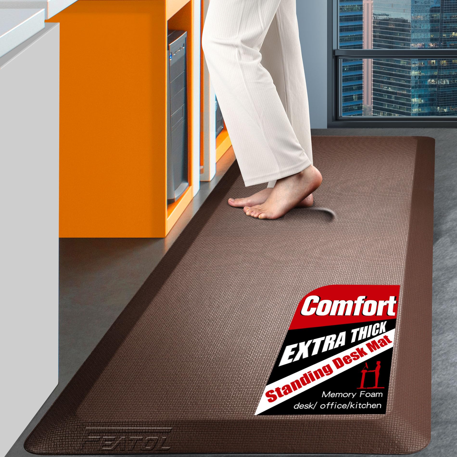 Featol Anti Fatigue Mat Floor Mat, Extra Thick Standing Office Desk Mat Memory Foam Cushioned Anti Fatigue Ergonomic Kitchen Mats Comfort Standing, image size:1900x1900