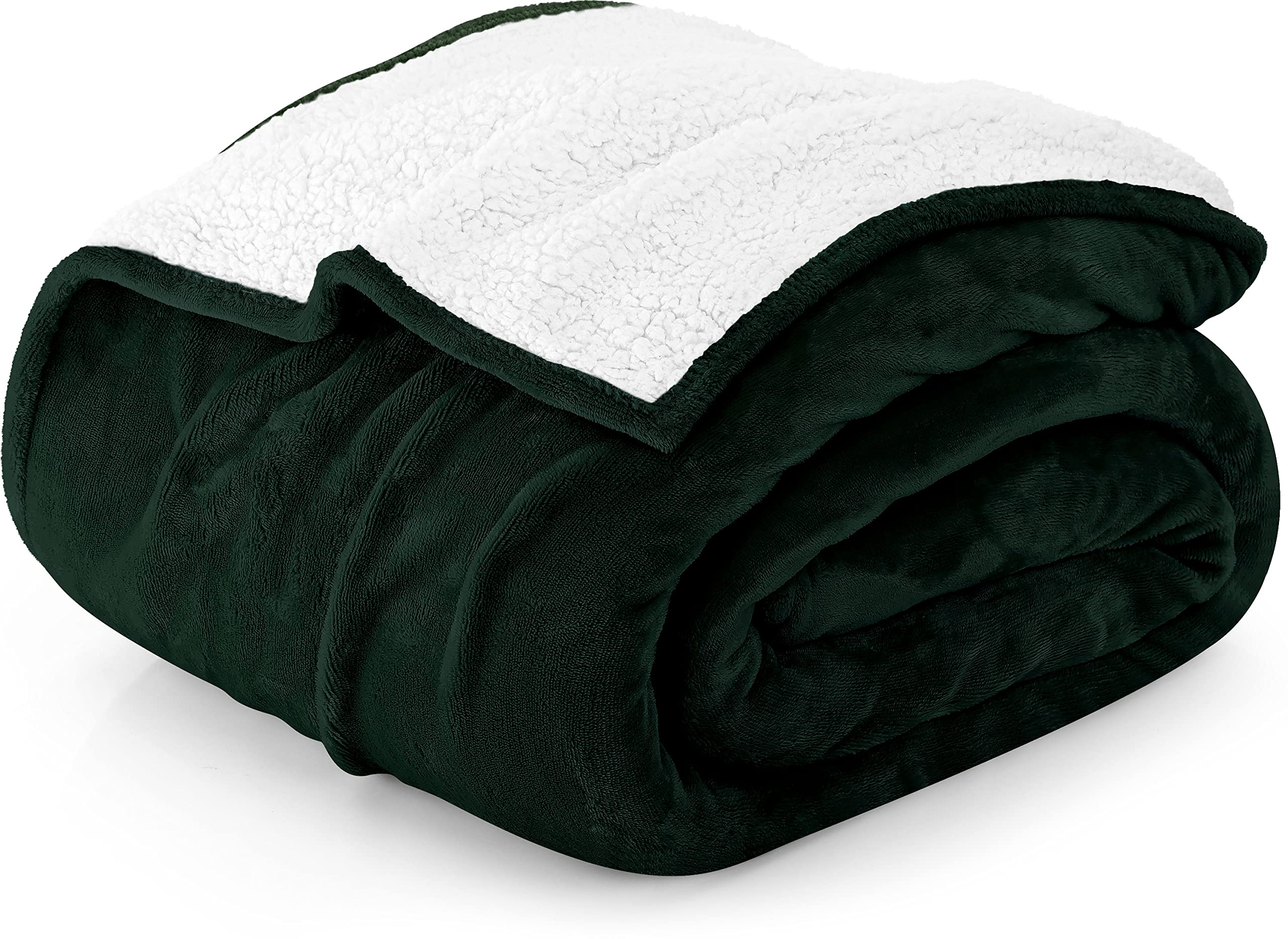 Utopia Bedding Sherpa Blanket Twin Size [Forest Green 90x66 Inches] - 480GSM Thick Warm Plush Fleece Reversible Blanket for Bed