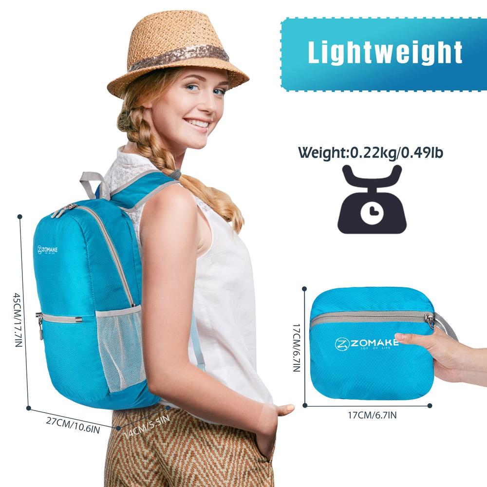 Light Color Backpack ZOMAKE Ultra Lightweight Hiking Backpack 20L, Packable Small Backpacks ...