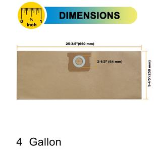 Powertec 75051-P2 Filter Bags For Stanley 25-1238 Porter Cable PCX18301-4B Sl18301-3b 4 Gal Wet Dry Vacuum 6pk