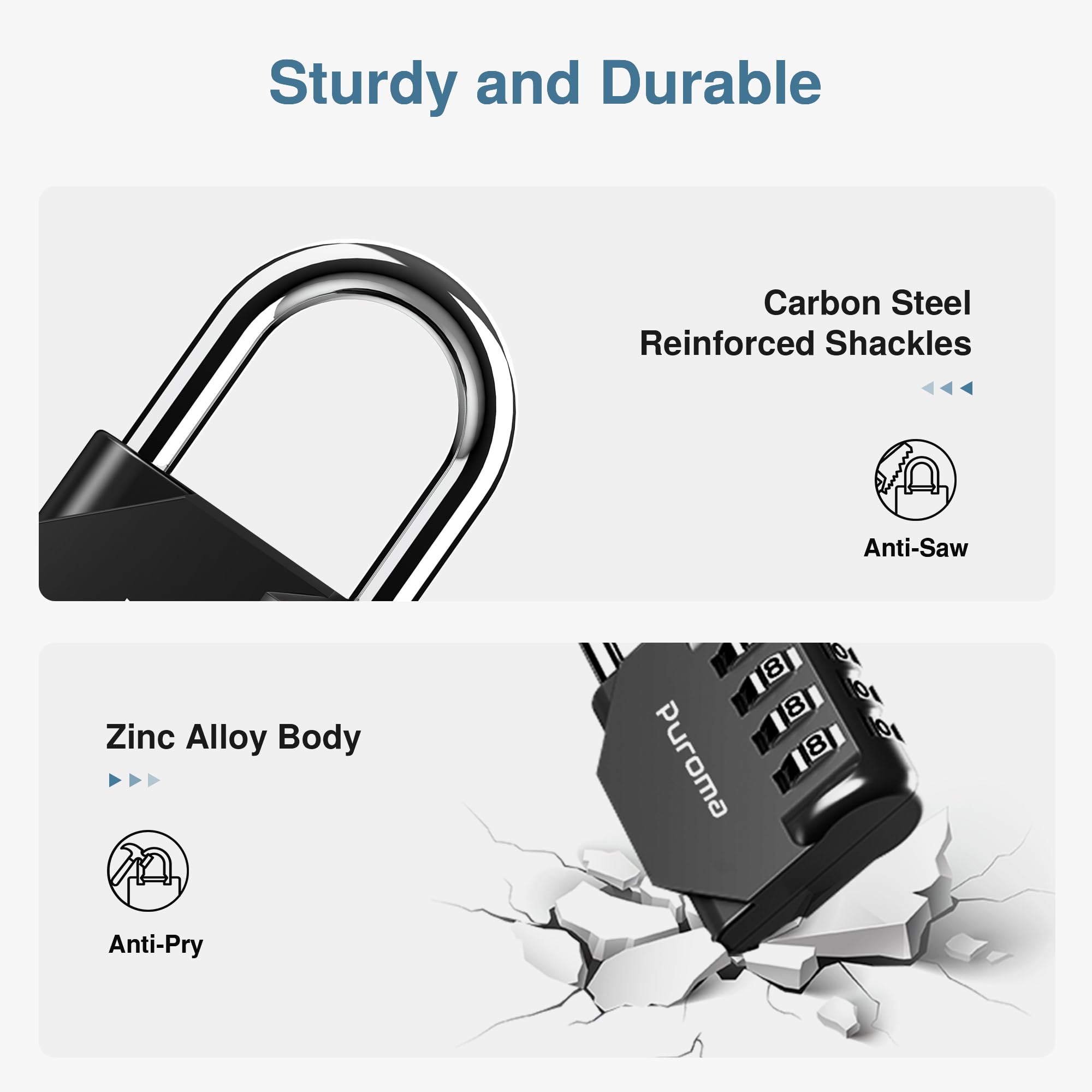 EASTDEER 4-Digit Combination Lock – Gym Locker Lock For School, Sports & Storage, Silver Shackle