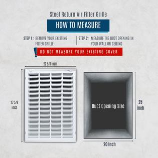 EZ-FLO 20x20 Steel Return Air Filter Grille - White, Flush Mount For Wall Or Ceiling