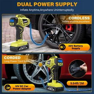 WORKSITE 20V Portable Cordless Inflator Deflator Car Air Compressor WORKSITE 20V Portable Cordless Inflator Deflator Car Air Compressor