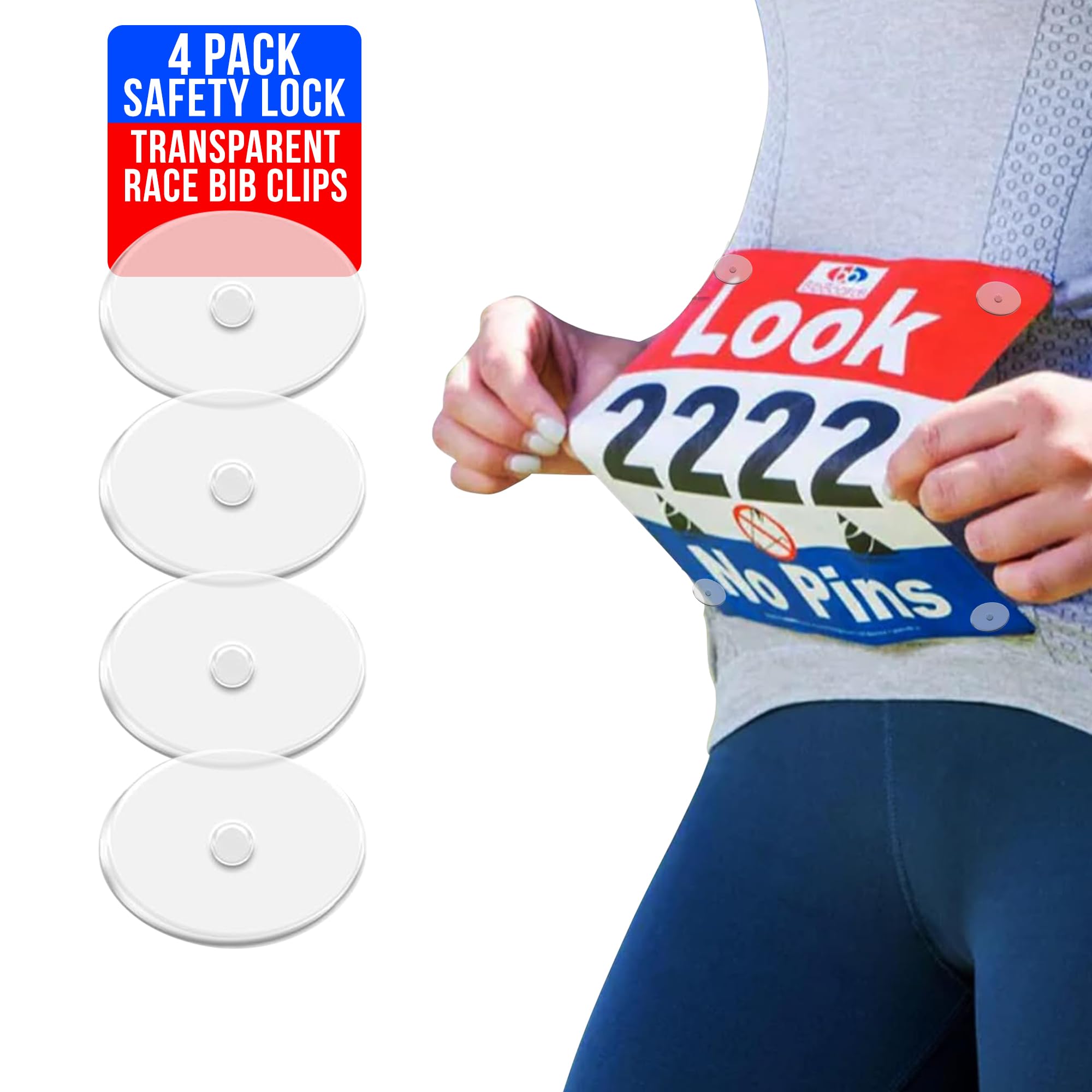 12st race bib clips, marathon nummer gespen, race uitrusting bevestiging, magnetische clips, veld bib houder, wit, zwart en rood voor lopers