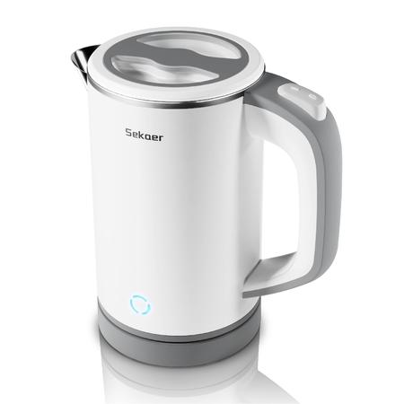 Sekaer KITCHB0D4DH5BHR Small Electric Tea Kettle Stainless Steel 0.8L Portable Travel Hot Water Boiler, Mini Electric Coffee Kettle with Auto Sh