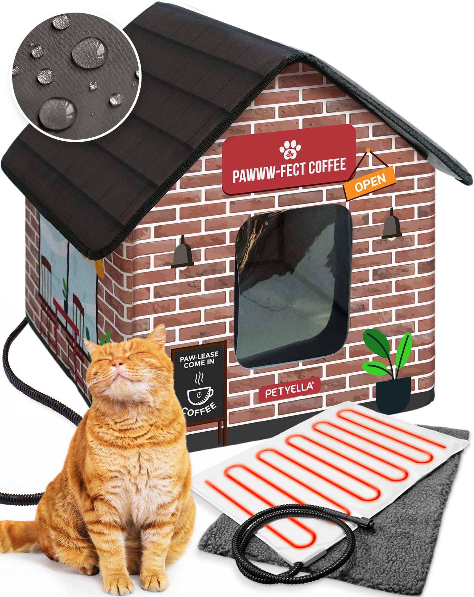 Thermo Pet House Outdoor K\u0026H Thermo Birchwood Manor Heated Cat House - Outdoor  Kitty Shelter 18x16x15 Inches Heated Outdoor Cat House, image size:1588x2000