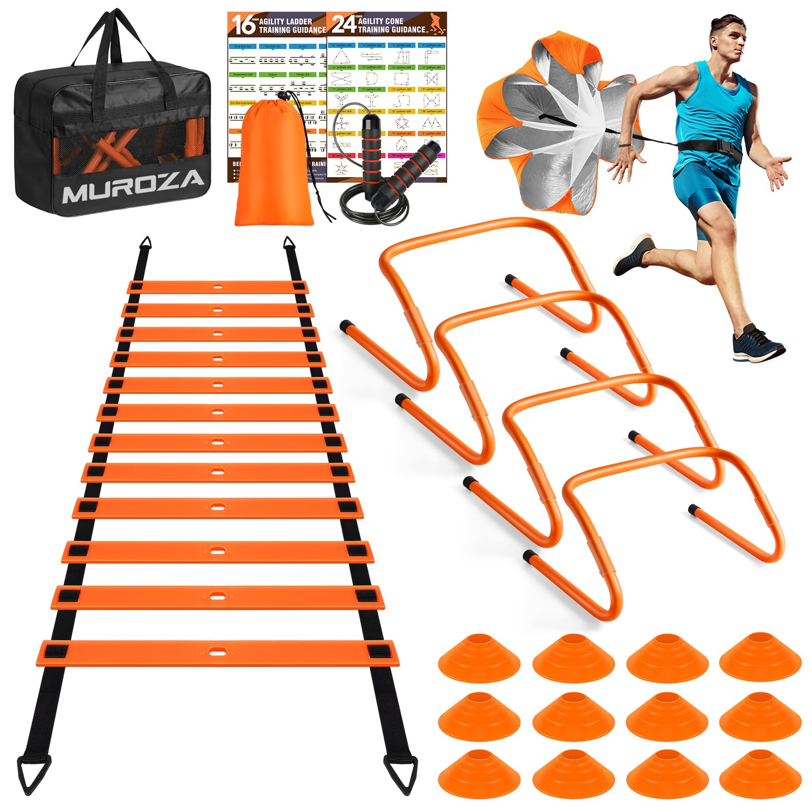 MUROZA Agility Ladder Speed Training Equipment Set-20 ft Agility
