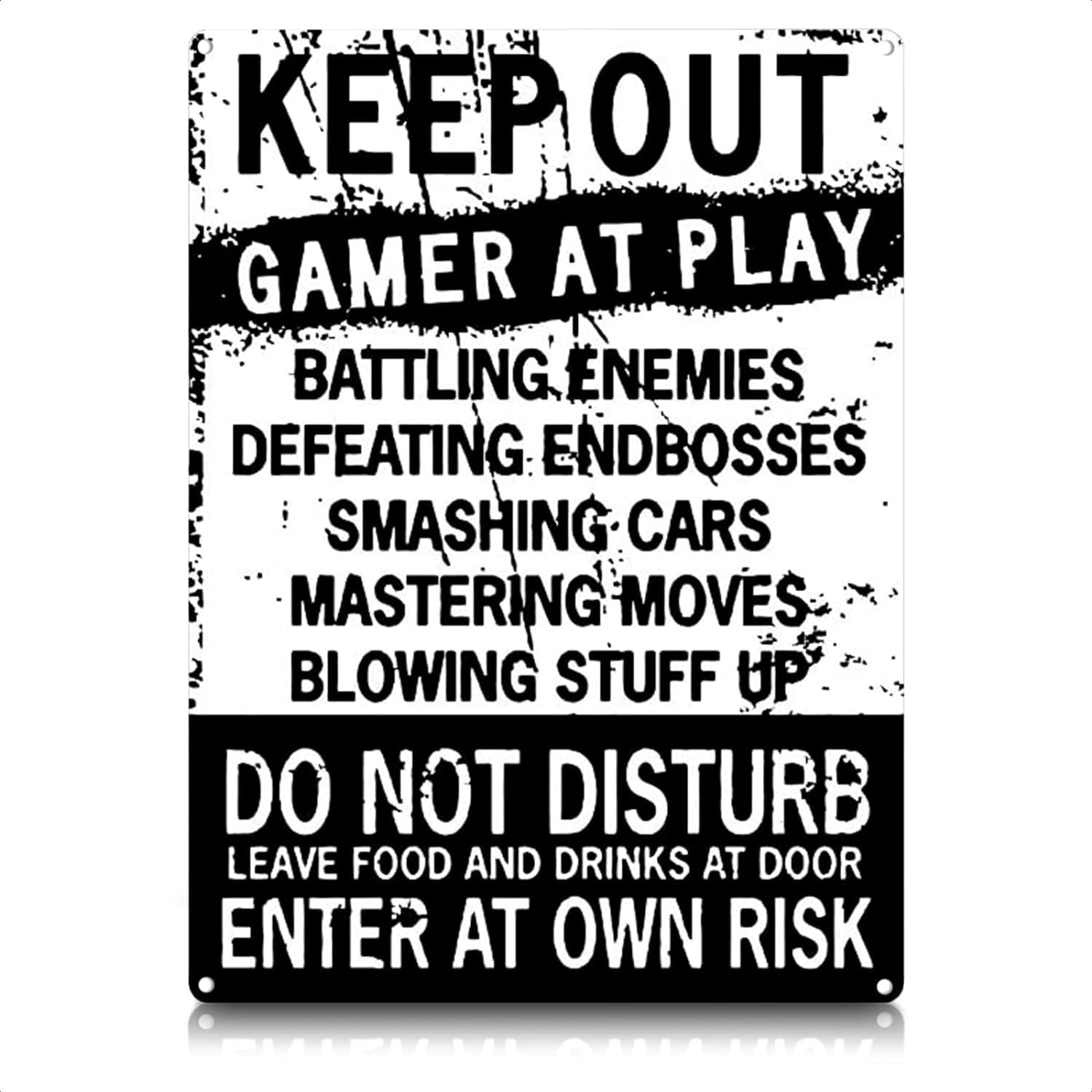 MALLONY Keep Out Signs for Bedroom Door - Enter at Your Own Risk Warning  Sign Funny Wall Art Do not Enter Sign Adult Tin Signs Gamer Wal, image size:1500x1500