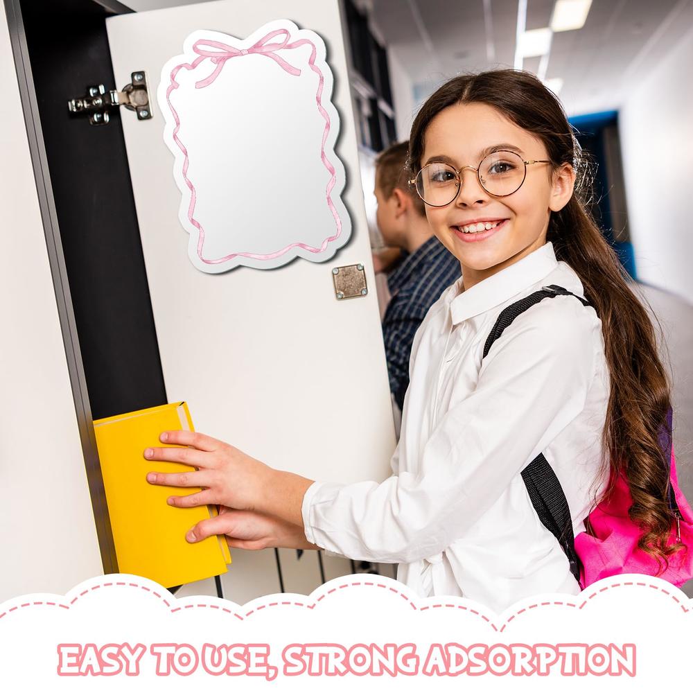 Customized Locker Mirror Leinuosen Acrylic Magnetic Locker Mirror Pink Bow Acrylic Mirror with ...