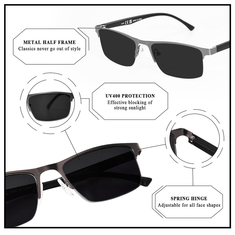 Card Reader Sun Protection FONHCOO Reader Sunglasses Women And Men, Spring Hinge Sun Readers ...