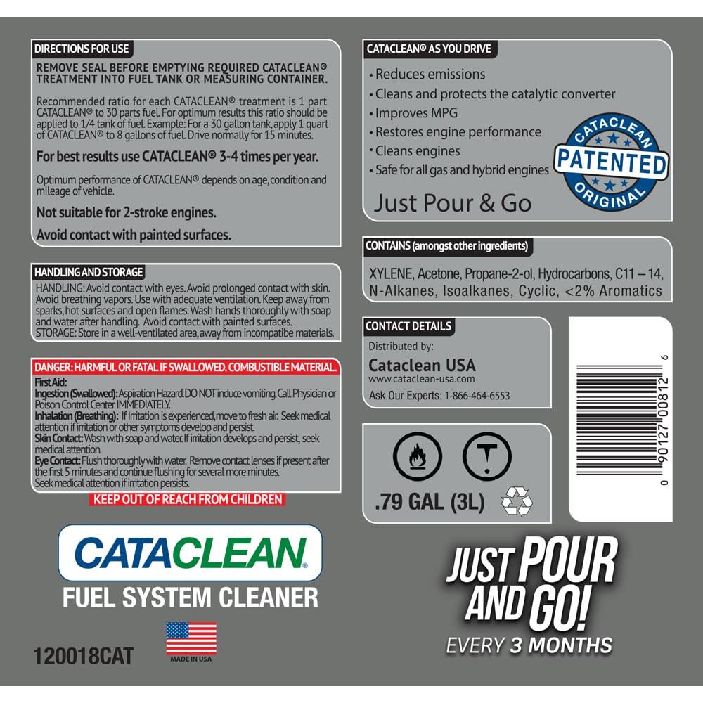 Catepliar Clean Fuel Module Cataclean Fuel & Exhaust System Cleaner - Pass Emissions Tests - Clear ...