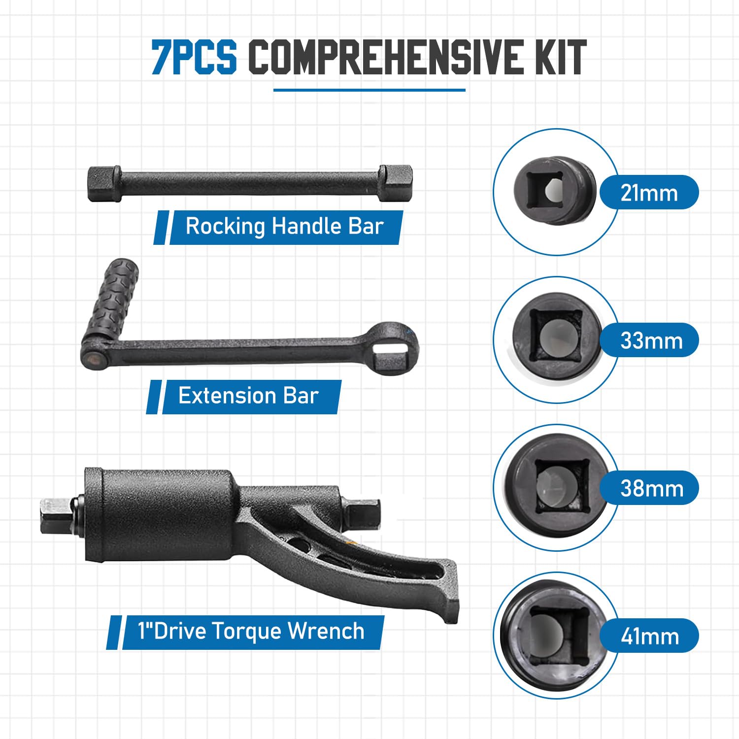 Torque Multiplier EWK 7-Piece 1" Drive Wrench Set, Heavy-Duty Lug - Foto 13