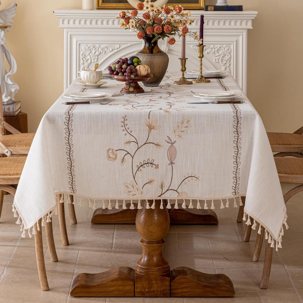 Rustic Cloth Tablecloth Joyfol Day Rustic Rectangle Table Cloth, Heavy Duty Linen Florals ...