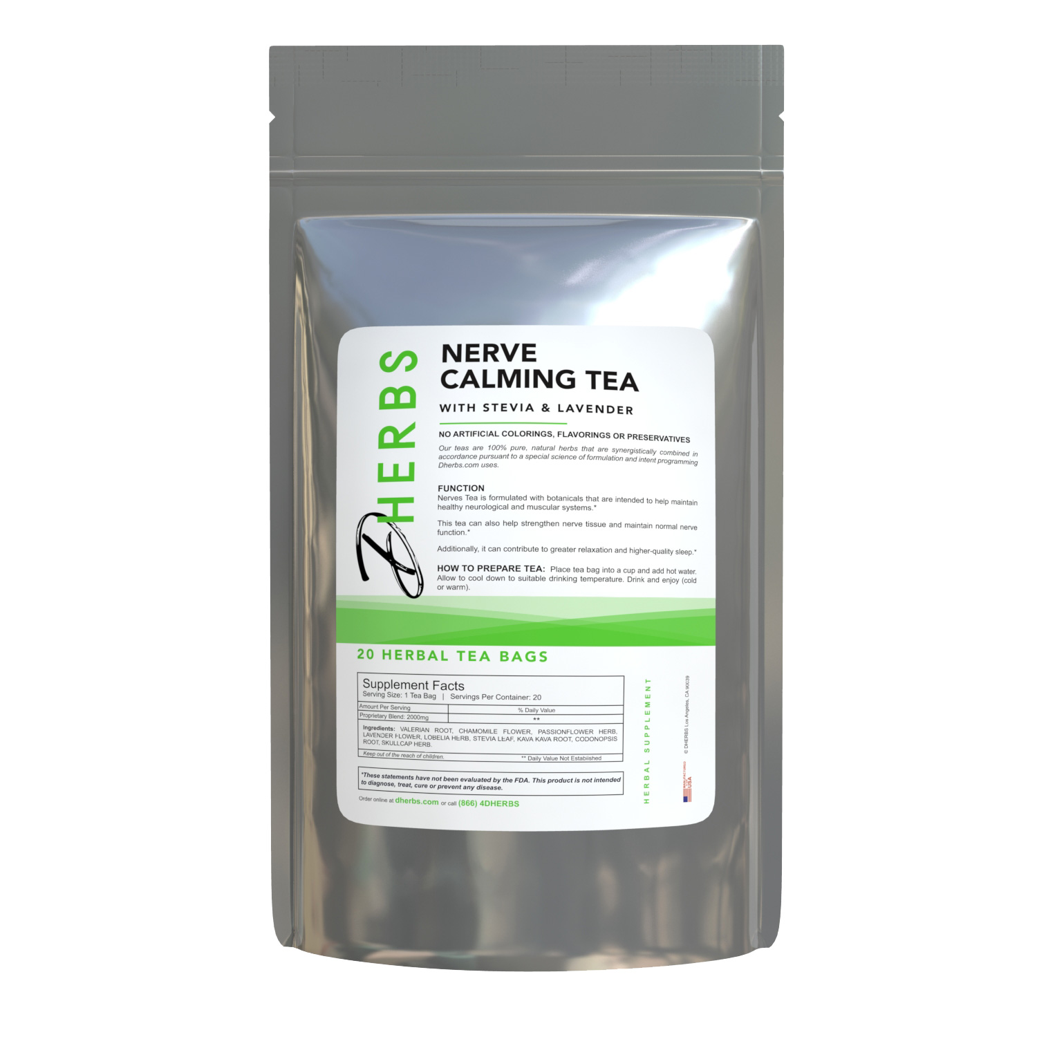 Dherbs Nerve-Calming Tea, 40 Grams