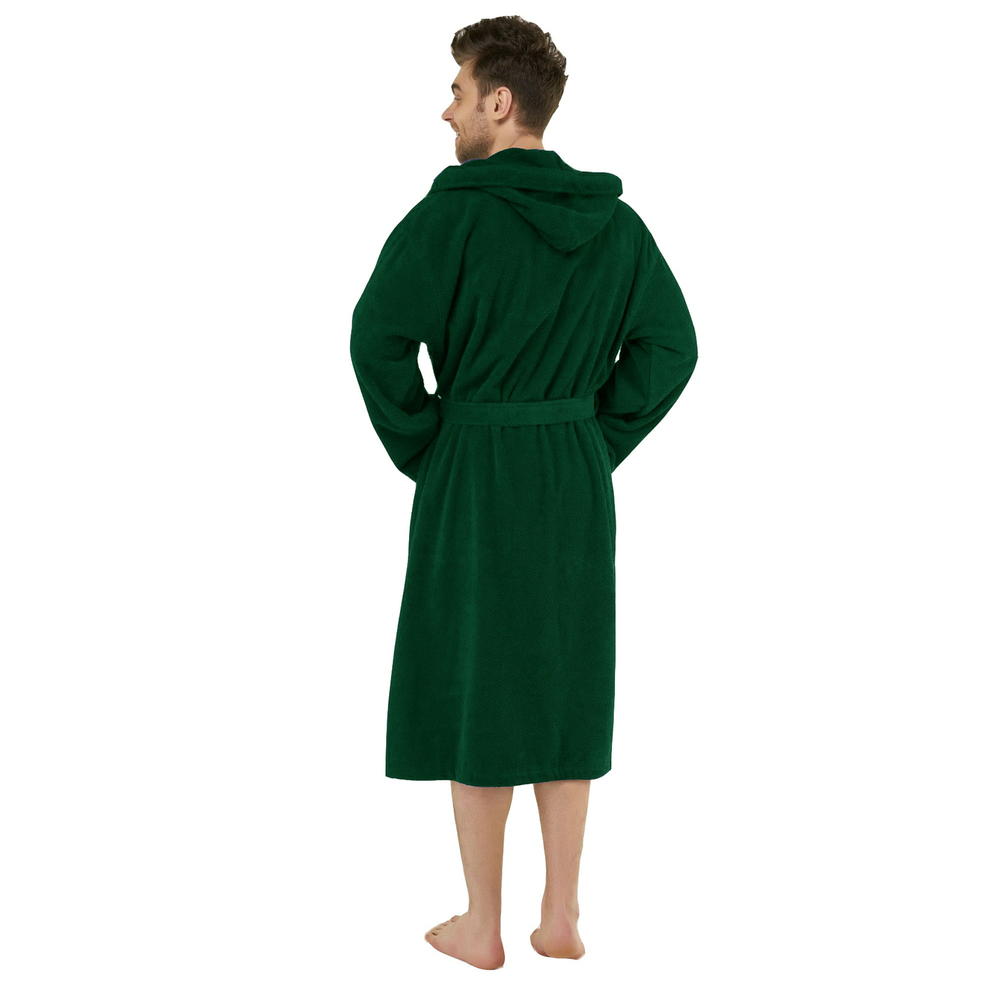 Spa & Resort Sales Plush Hooded Robe 100% Cotton, Hunter Green, One Size Adult. Spa & Resort Sales