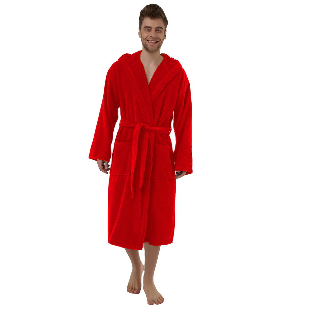 Spa & Resort Sales Hooded Terry Cloth Robe for Men, 50 inch Length, Fist most Medium, Large and XL Sizes. 