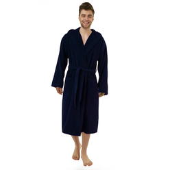 Spa & Resort Sales Navy Blue Hooded Robe for Men. 48 inch Length, Fist most Medium, Large and XL Sizes. 