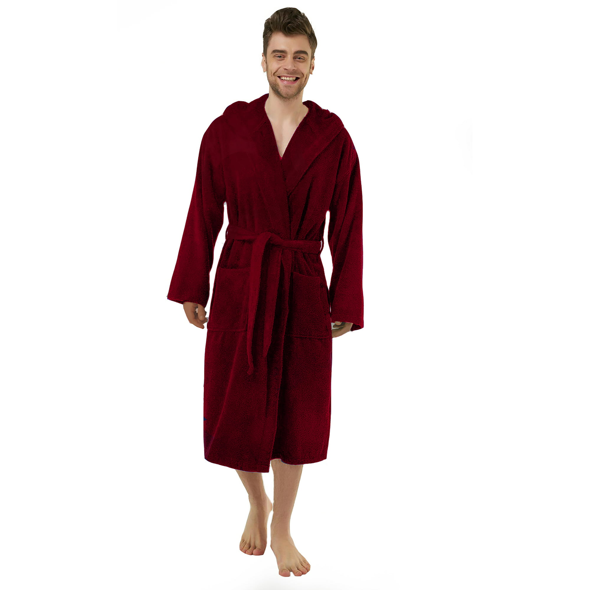 Spa & Resort Sales Burgundy Hooded Bath Robe for Men, Adult XXL Full Length. Spa & Resort Sales