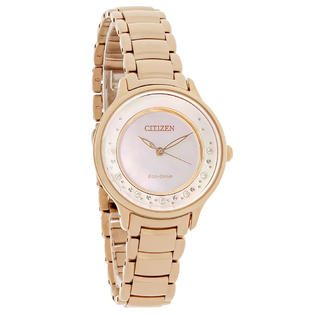 Citizen Eco Drive Ladies Circle Of Time Diamond Rose Gold Tone Watch Em0382 86d