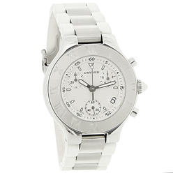Cartier Must 21 Chronograph Mens White Rubber Band Swiss Quartz Watch W10184u2