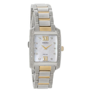 Seiko Solar Ladies Diamond Two Tone Stainless Steel Watch Sup403