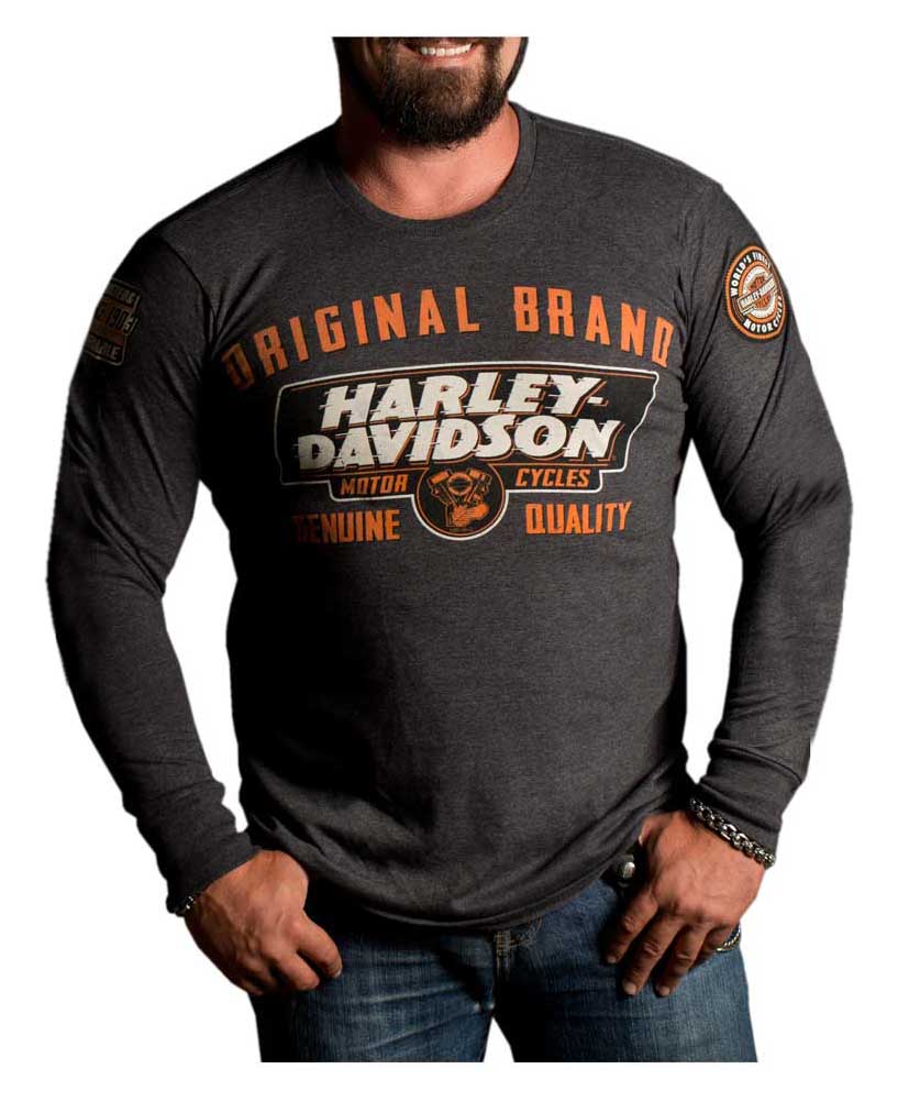Harley-Davidson Men's Lets Ride Premium Long Sleeve Shirt, Charcoal Heather