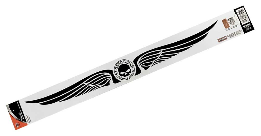 Harley Davidson Winged Willie G Skull Cut To Shape Decal Black White Cg33401
