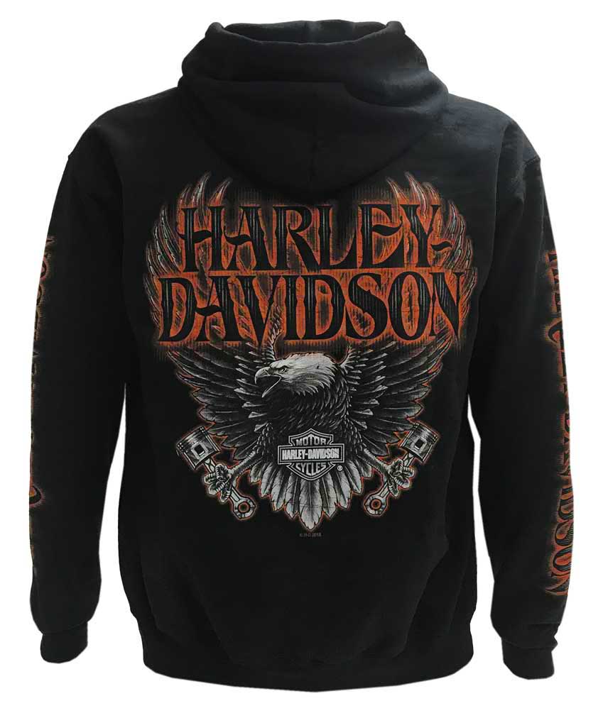 Harley Davidson Men S Eagle Piston Long Sleeve Full Zip Hoodie Black 30299950