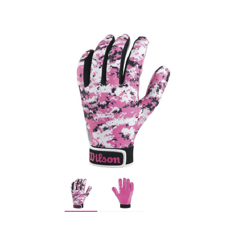 Wilson Football Receiver Gloves Camouflage Pink Youth Small Pair