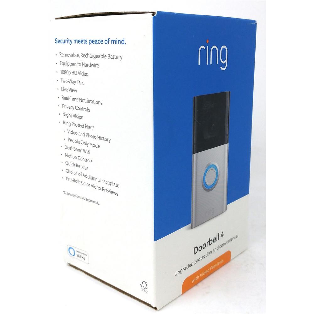 Ring Video Doorbell 4 Smart Wi-Fi Video Doorbell Battery HD Satin Nickel