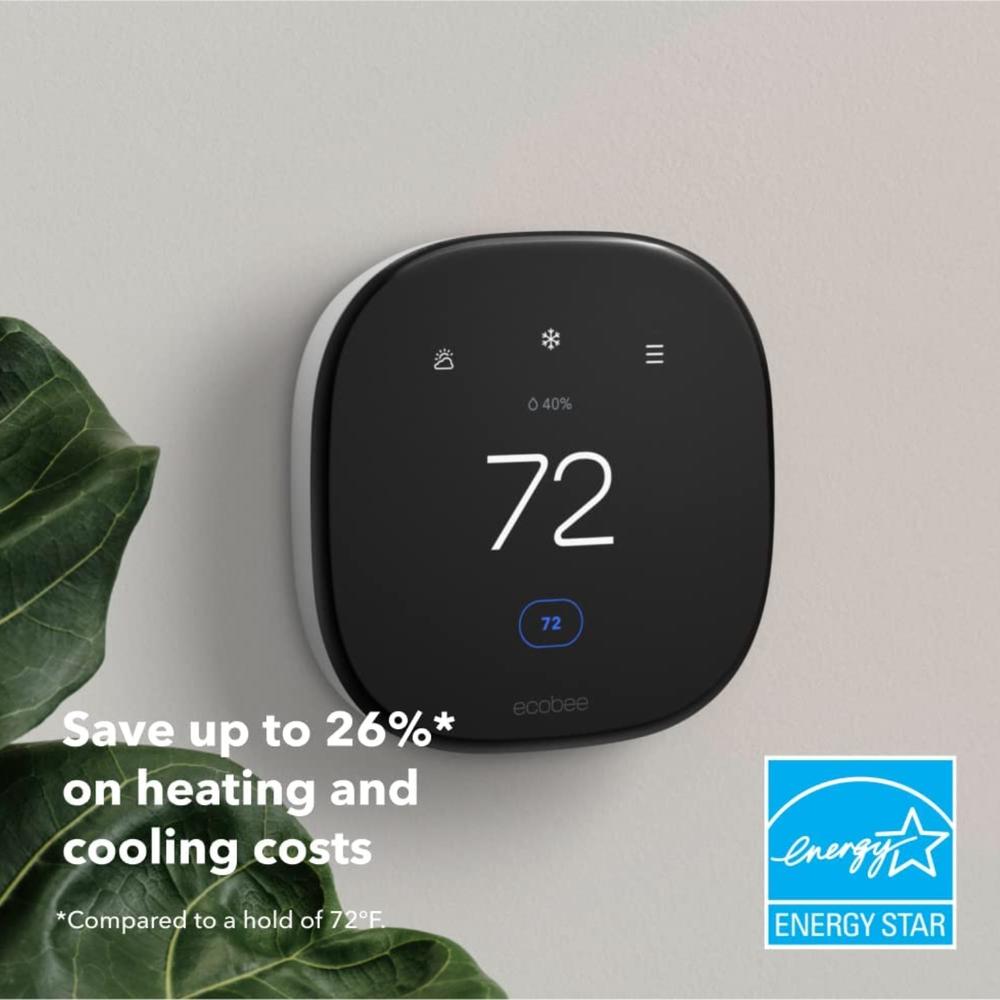 Ecobee Smart Programmable 6th Gen EB-STATE6L-01 Touch-Screen Thermostat - Black