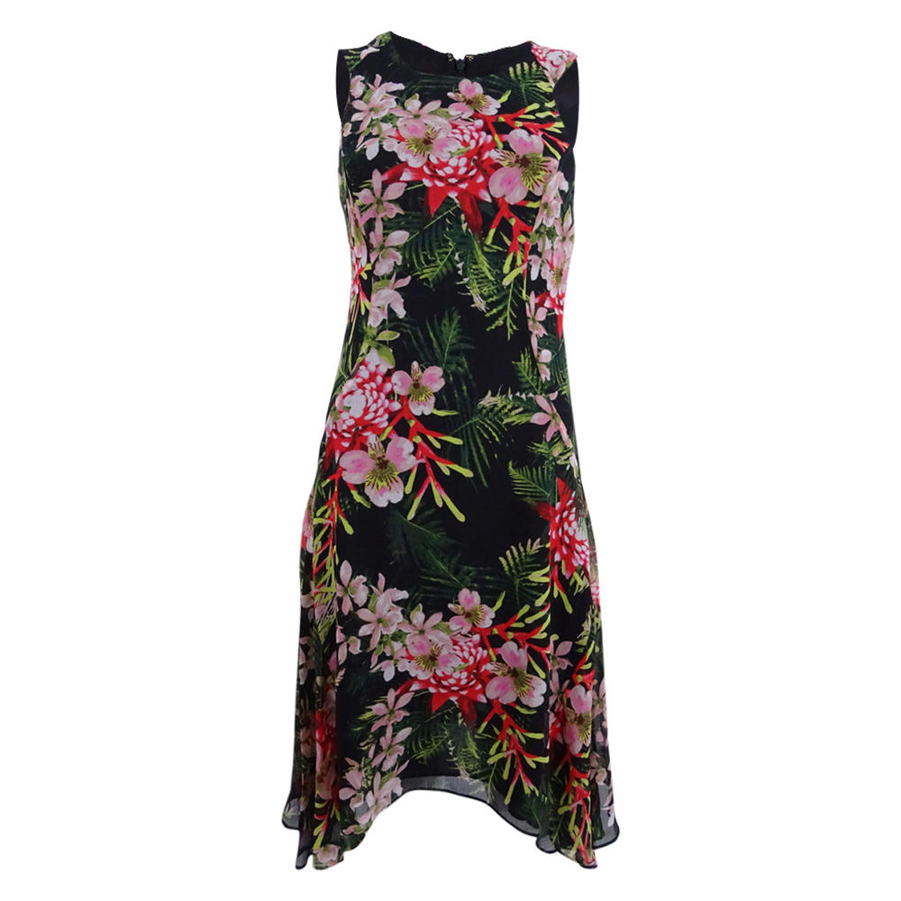 Tommy Hilfiger Women's Floral Handkerchief Hem Chiffon Dress
