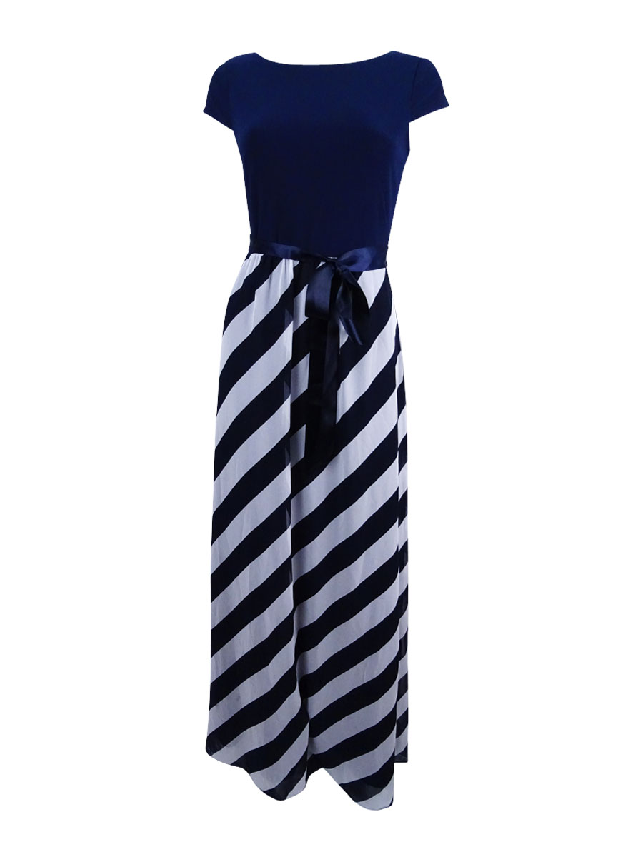 SL Fashions Women's Diagonal Stripe Maxi Dress