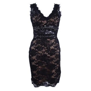 Xscape Womens Lace Mini Cocktail Dress Black 4 Xscape Womens Lace Mini Cocktail Dress Black 4