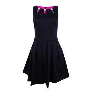 Betsy & Adam Women's Embellished Fit & Flare Dress (8, Black/Fuchsia) Betsy & Adam Women's Embellished Fit & Flare Dress (8, Black/Fuchsia)