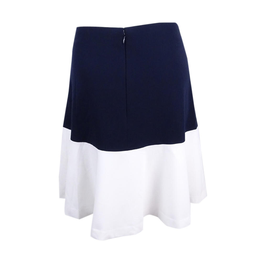 Tommy Hilfiger Women's Colorblocked Fit & Flare Skirt (2, Midnight/Ivory)