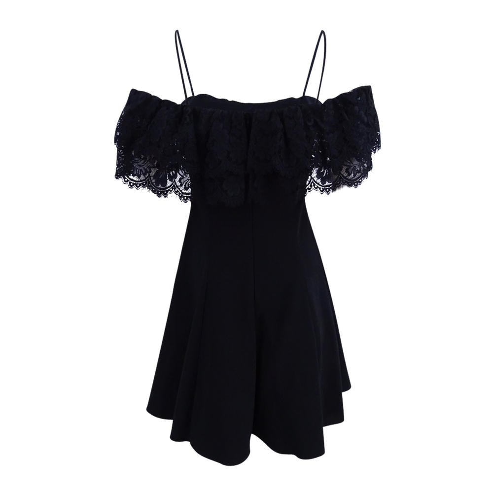 Betsy & Adam Women's Lace-Trim Off-The-Shoulder Dress (4, Black)