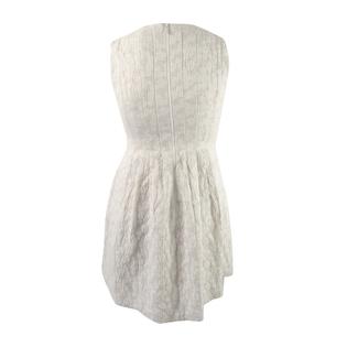 Anne Klein Women's Textured Fit & Flare Dress (12, Beach/White Combo) Anne Klein Women's Textured Fit & Flare Dress (12, Beach/White Combo)