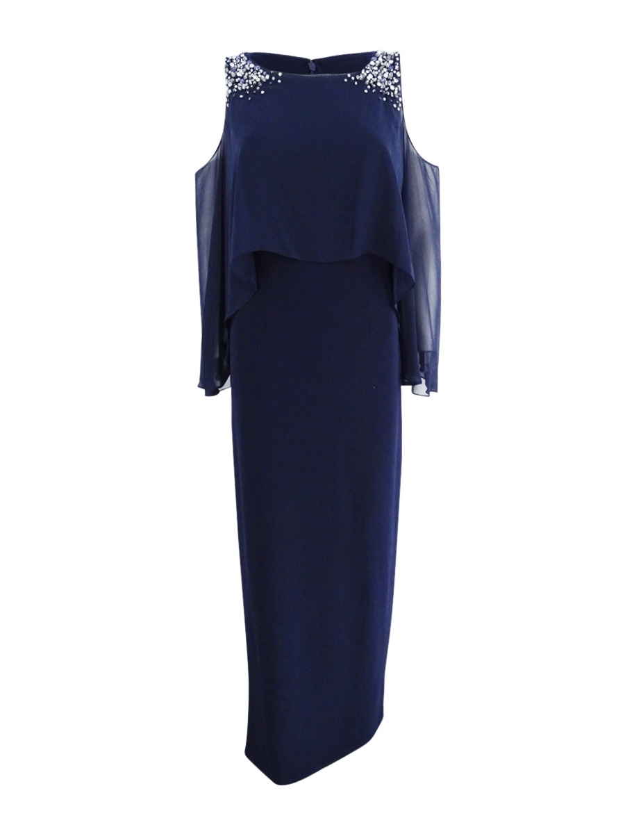 sandro blue dress SANDRO Knit And Denim Midi Dress - Blue main image 0