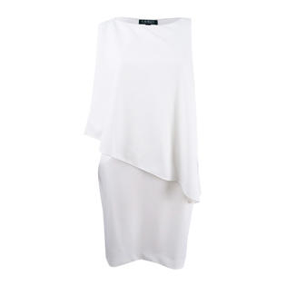 Ralph Lauren Lauren by Ralph Lauren Women's Asymmetrical Crepe Dress (2, Cream) Ralph Lauren Lauren by Ralph Lauren Women's Asymmetrical Crepe Dress (2, Cream)