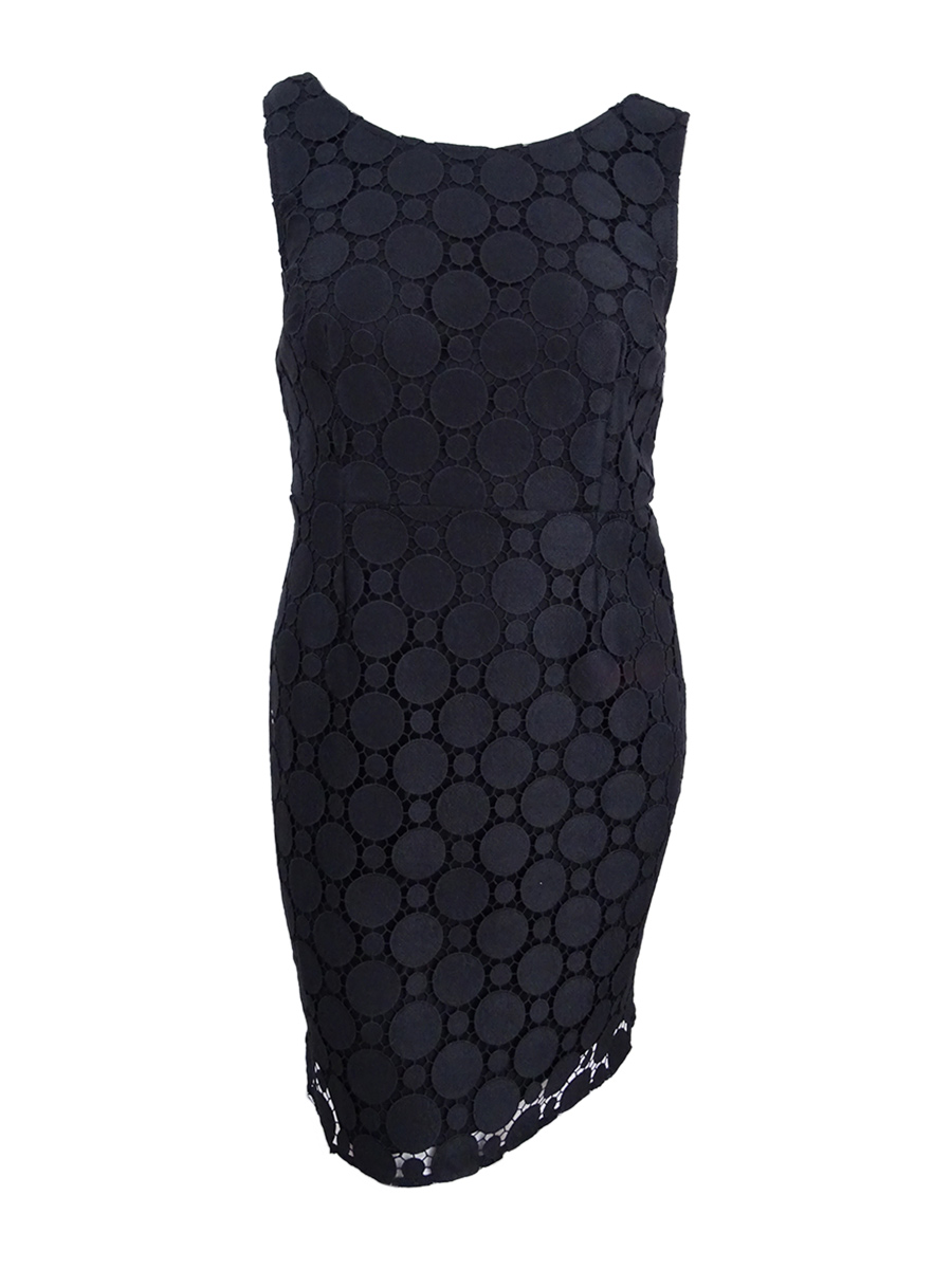 DKNY Women's Circle Lace Sheath Dress (12, Black)