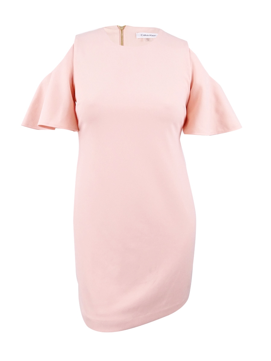 strapless open back dress Berylove Women Light Pink Bridesmaid Dress with Short Sleeves Maxi A Line Tulle Lace Wedding Guest Dress, Light Pink / US26W