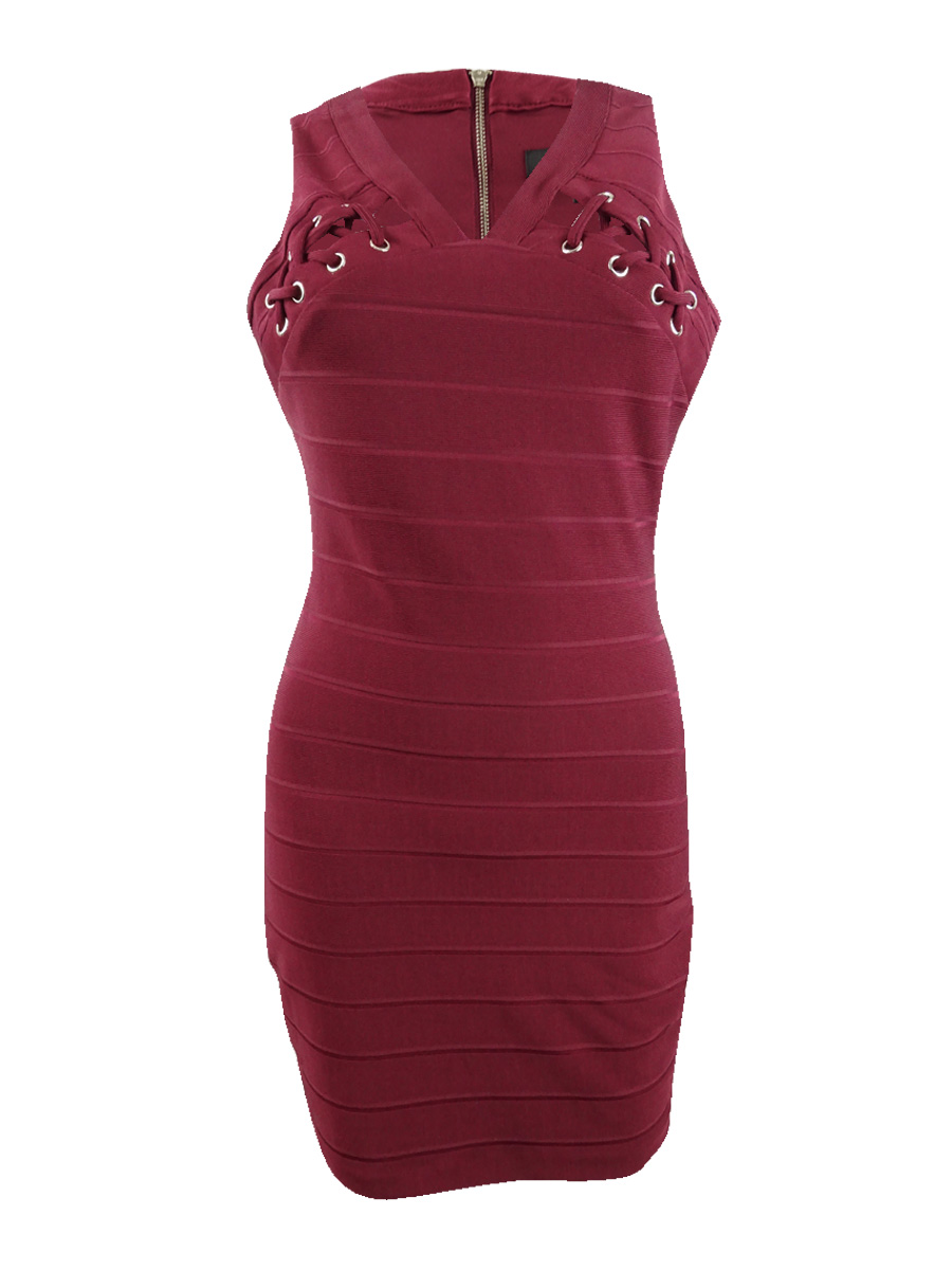 chinese dress ladies Basia Bow Lace Up Midi Bandage Dress S