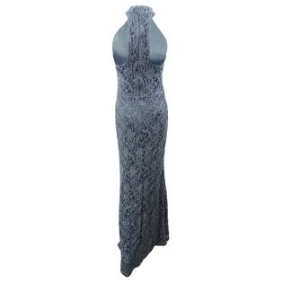 Betsy & Adam Women's Glitter Lace Halter Gown (4, Steel) Betsy & Adam Women's Glitter Lace Halter Gown (4, Steel)