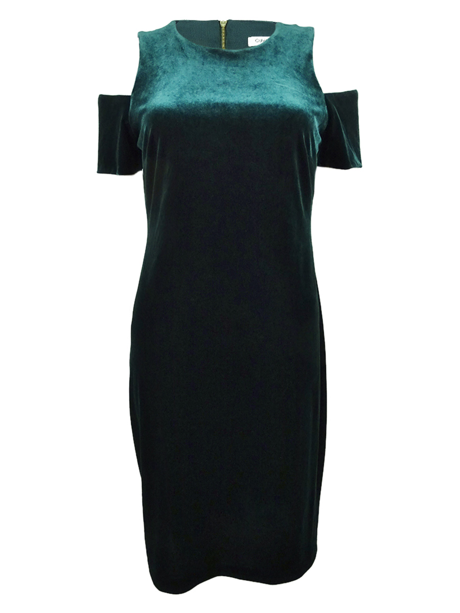 Calvin Klein Women's Velvet Cold-Shoulder Dress (10, Aubergine) Calvin Klein Women's Velvet Cold-Shoulder Dress (10, Aubergine)