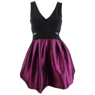 X By Xscape Women's Mesh-Inset Fit & Flare Dress - Brick - 14 X By Xscape Women's Mesh-Inset Fit & Flare Dress - Brick - 14