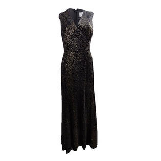 Tahari ASL Women's Metallic-Velvet Knit Gown (4, Black/Gold) Tahari ASL Women's Metallic-Velvet Knit Gown (4, Black/Gold)