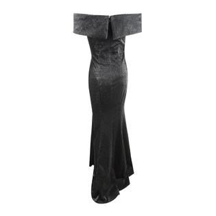 Xscape Women's Off-The-Shoulder Glitter Gown (4, Black/Silver) Xscape Women's Off-The-Shoulder Glitter Gown (4, Black/Silver)
